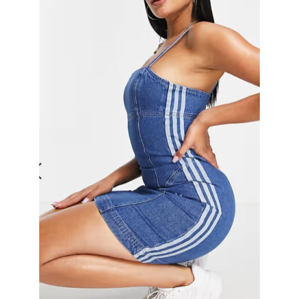 Adidas Originals Adicolor Contempo Denim Fitted Dress UK 12